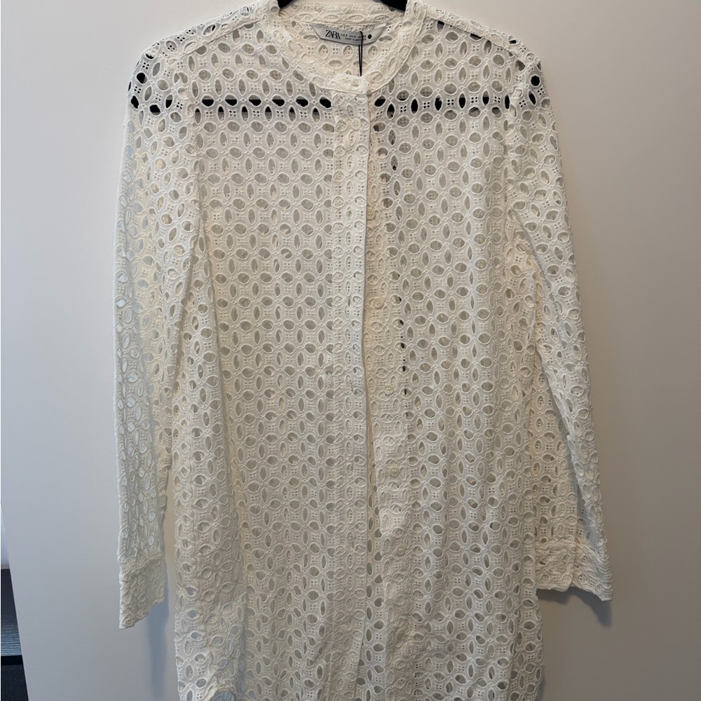 Zara Ivory Eyelet Blouse
